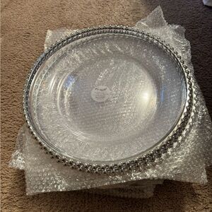 12 Pack Plastic Silver Beaded Charger Plates